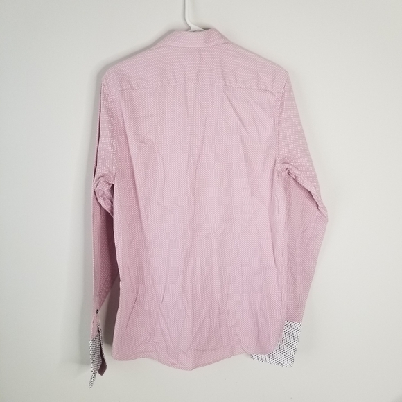 Ted Baker Pink White Geometric Print Button Front Modern Fit Shirt Size 16 - Picture 5 of 12